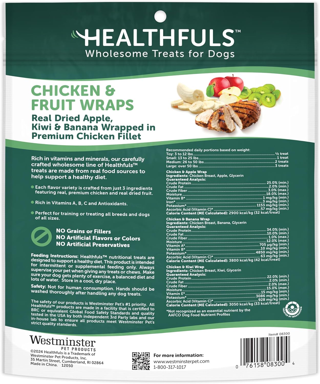 Healthfuls Chicken Wrapped Fruit Dog Treats, 16oz