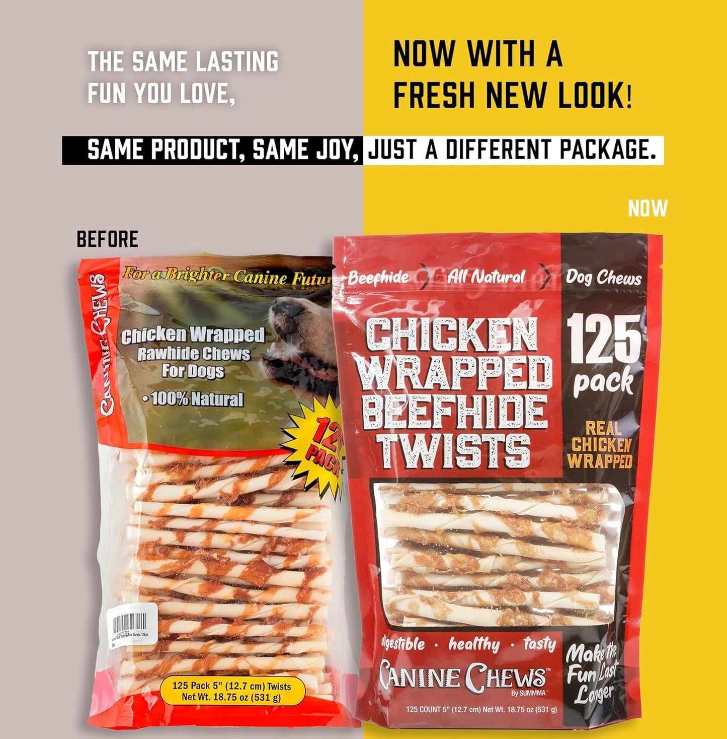 Canine Chews Chicken-Wrapped Rawhide Chews for Dogs (125 ct.) (Pack of 2)