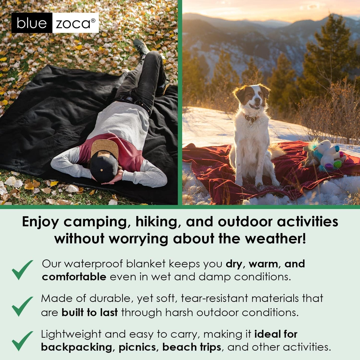 Beach Blanket Waterproof Sandproof Waterproof Blanket for Camping, Hiking, Outdoor Sporting Events, Picnics & More | Machine Washable & Pet Friendly | Travel Size - 65x50in Gray