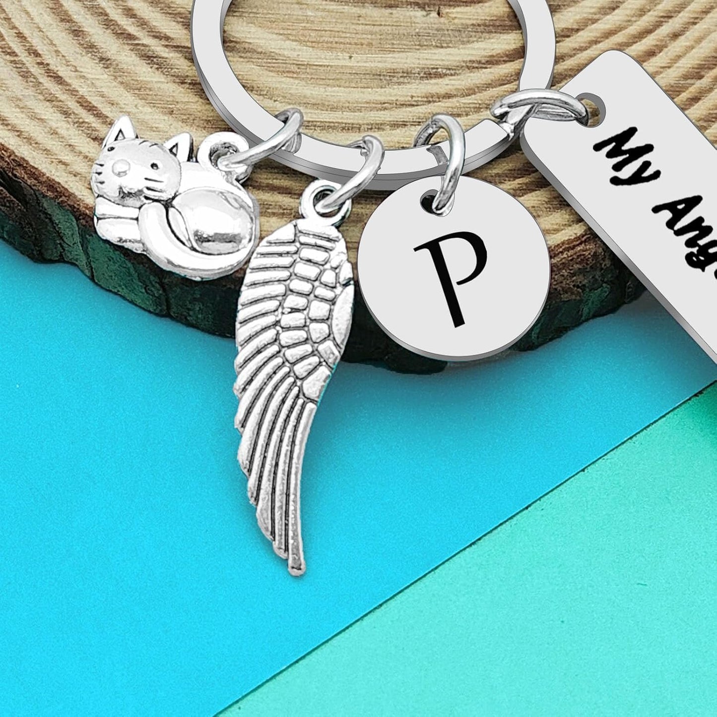 Dabihu Loss of Cat Memorial Keychain Initial Charm Jewelry Sympathy Gifts for Pet Loss in Memory of Cat Gifts for Cat Lovers