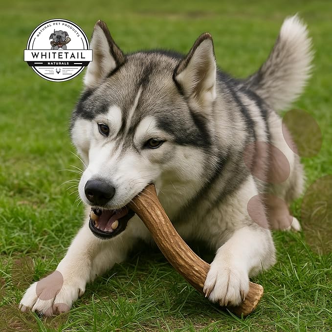 WhiteTail Naturals (3 Pack Deer Antlers for Large Dogs, Antler Dog Chews - Crafted in USA Dog Antler - Long Lasting Bone for Aggressive Chewers