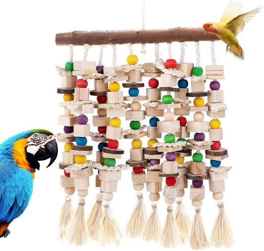 Large Bird Parrot Toys,Multicolored Natural Macaws Toy Bird Chewing Toy for Cokatoos African Grey and Large Medium Birds