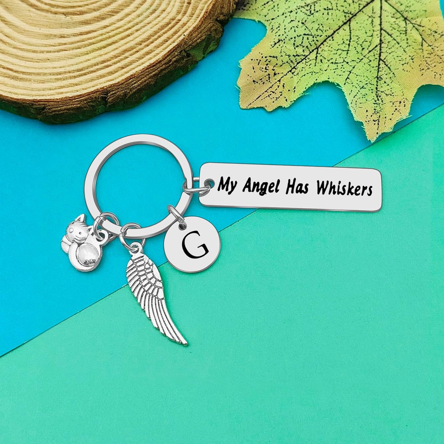 Dabihu Loss of Cat Memorial Keychain Initial Charm Jewelry Sympathy Gifts for Pet Loss in Memory of Cat Gifts for Cat Lovers