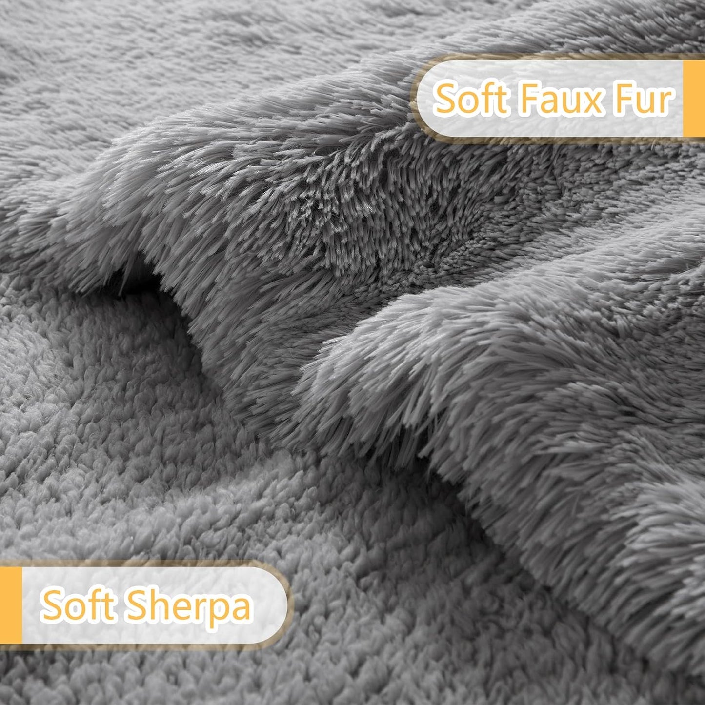 LOCHAS Luxury Fluffy Dog Blanket, Extra Soft and Warm Sherpa Fleece Pet Blankets for Dogs Cats, Plush Furry Faux Fur Puppy Throw Cover, 30''x40'' Grey