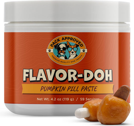 Flavor-Doh - Flavored Pill Wrap for Dogs to Hide Capsules and Create Pill Treats for Dogs - Easy-to-Use Treat Paste for Pet Medication - Pumpkin (4.2oz)