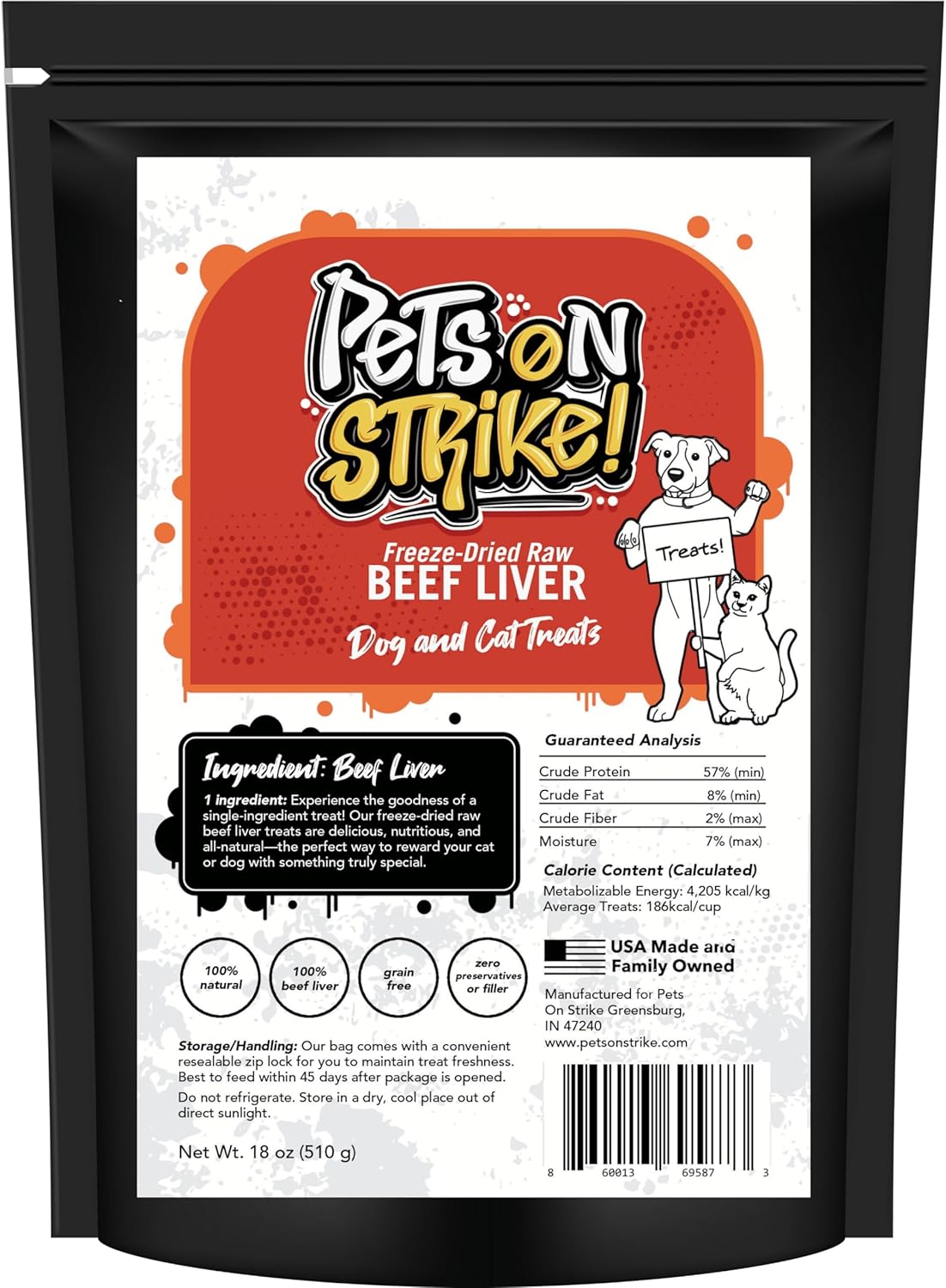 Freeze Dried Beef Liver for Dogs & Cats – Single Ingredient Dog Treats – USA Sourced & Made – High Protein, All Natural, Grain Free – Raw Freeze-Dried Training Treats (18oz)