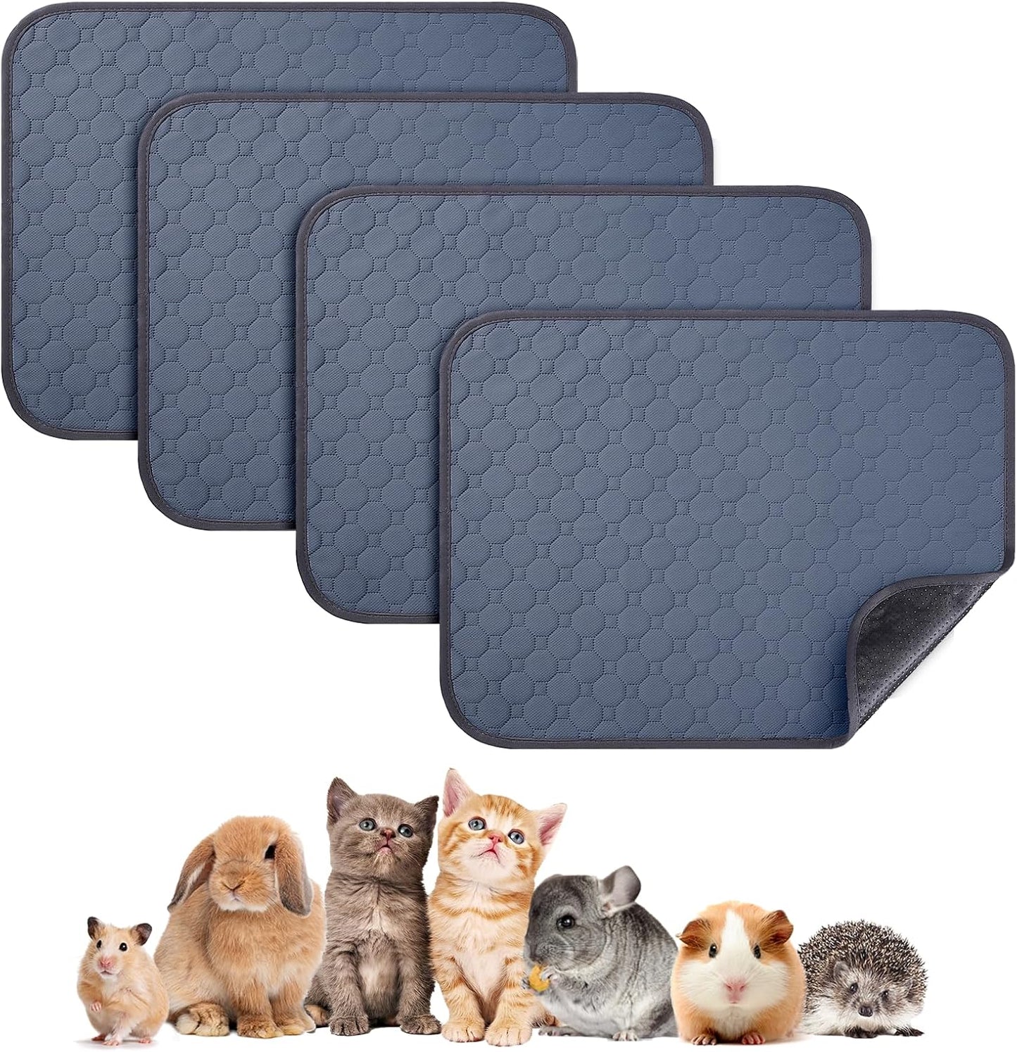 4 Pack 24 x 18 Inch Guinea Pig Cage Absorbent Liner Reusable Waterproof Super Absorbent Guinea Pig Urine Pad Non-Slip Mat for Small Animals Rabbit Hamster Rat. Washable Guinea Pig Bedding