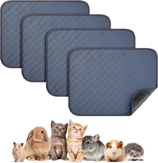 4 Pack 24 x 18 Inch Guinea Pig Cage Absorbent Liner Reusable Waterproof Super Absorbent Guinea Pig Urine Pad Non-Slip Mat for Small Animals Rabbit Hamster Rat. Washable Guinea Pig Bedding