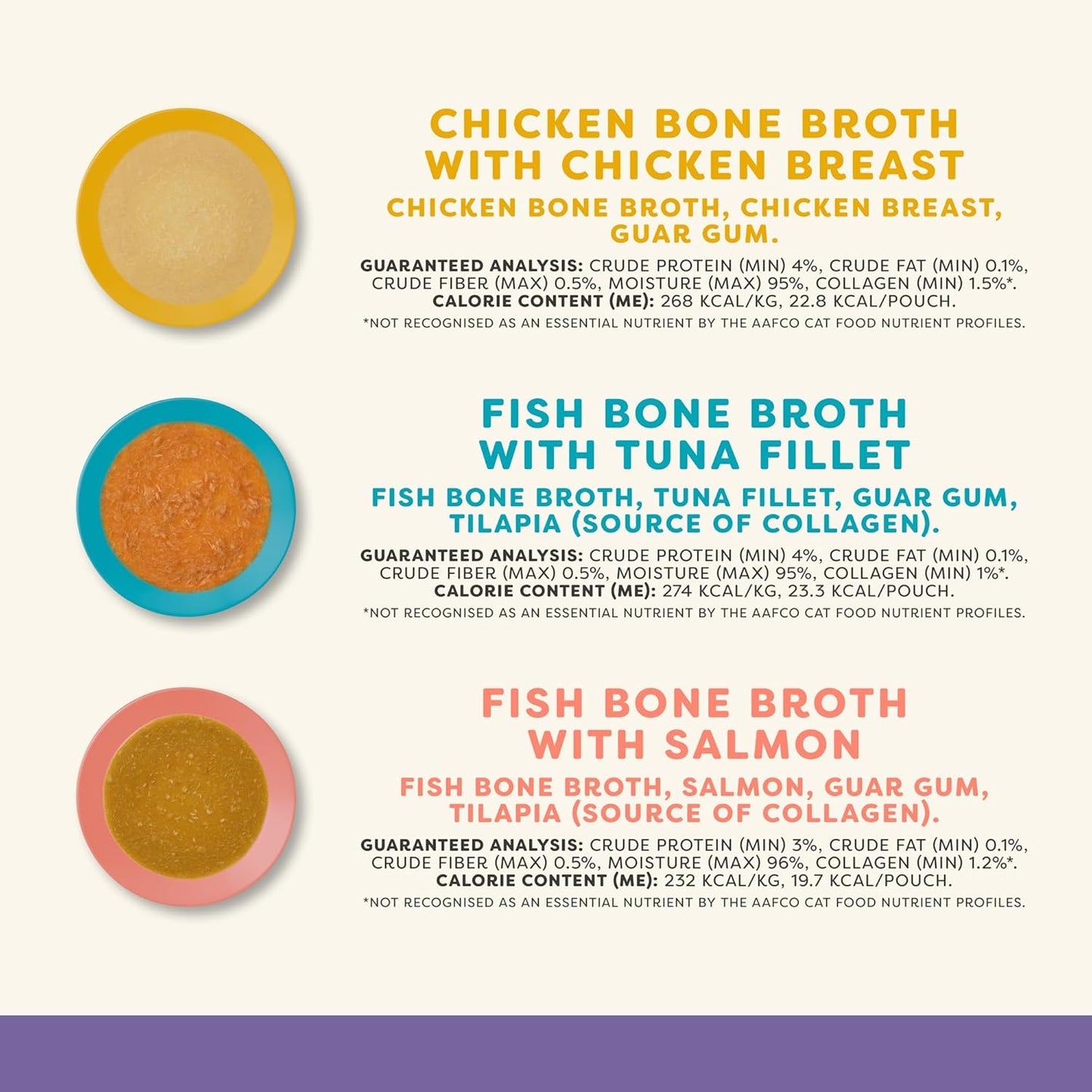 Applaws Natural Wet Cat Food in Mousse Topper, Limited and Natural Ingredients, High Protein with No Artificial Additives, Fish and Chicken Variety Bone Broth (12 x 3oz Resealable Spout Pouches)