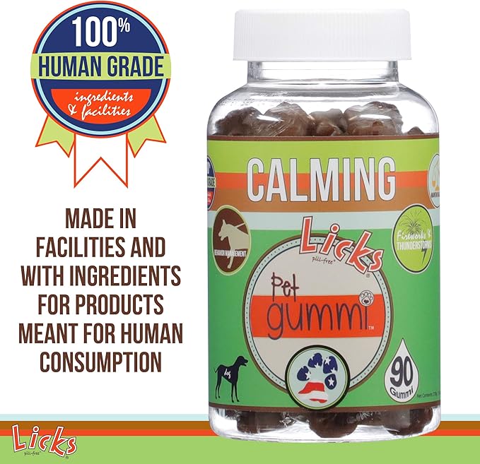 Licks Pill-Free Dog Calming Gummies - Zen Calming Aid Supplements for Aggressive Behavior & Nervousness - Dog & Puppy Treats for Stress Relief & Health - Gummies - 90 Use