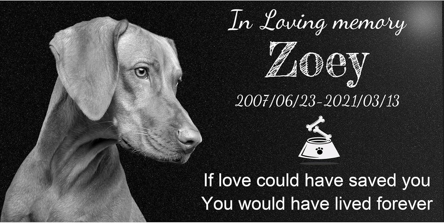 Memorial Stones Personalized,Headstone for Pet Dog, Cat,Animal Outdoor Mini Memorial plaque,Black Granite Memorial Garden Stone Gravestone Markers, Dog Headstone Sympathy Gifts