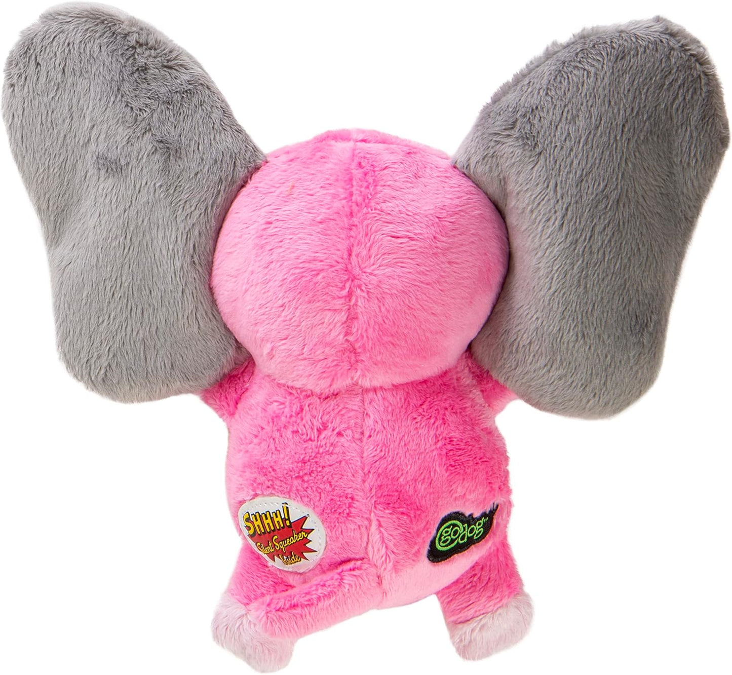 goDog Flips Pig-Elephant Silent Squeak Plush Dog Toy, Chew Guard Technology - Pink, Small