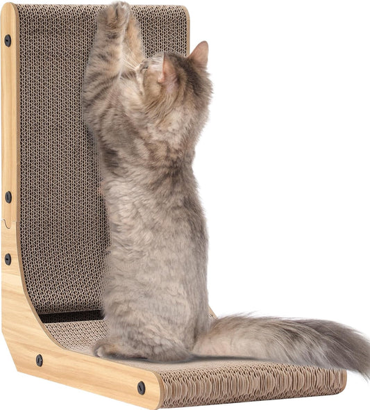 Cat Scratcher, 16.9 L Shape Cat Scratch Pad Wall Mounted, Cat Scratching Cardboard for Indoor Cats