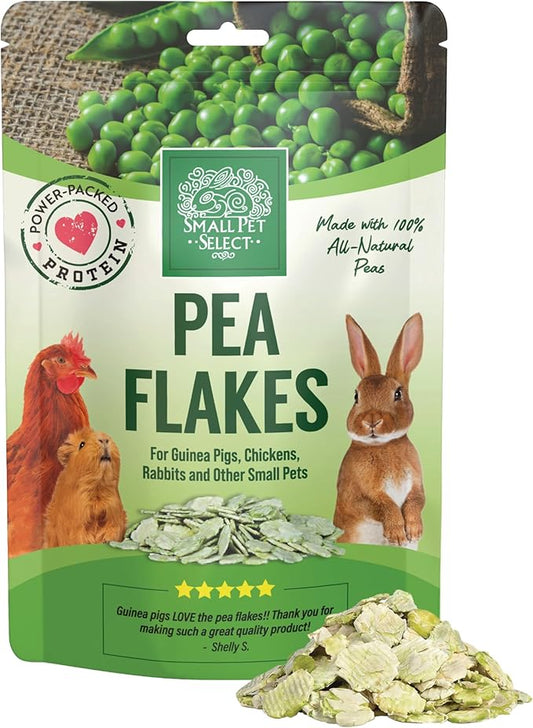 Small Pet Select - Pea Flakes, Treats for Rabbit Bunny, Guinea Pig, Chickens, Bunny, Hamster, and Other Small Pets, 8 oz