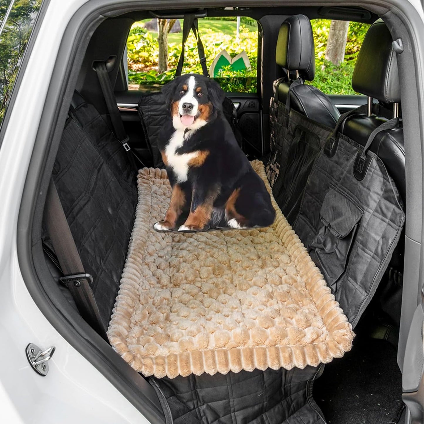 Non-Slip Dog Bed Mat for Car, Fuzzy Backseat Pet Mat, Travel Pet-Friendly Seat Cover for Cars, Compatible with Backseat Extenders and Seat Protectors 24.8x54 inch