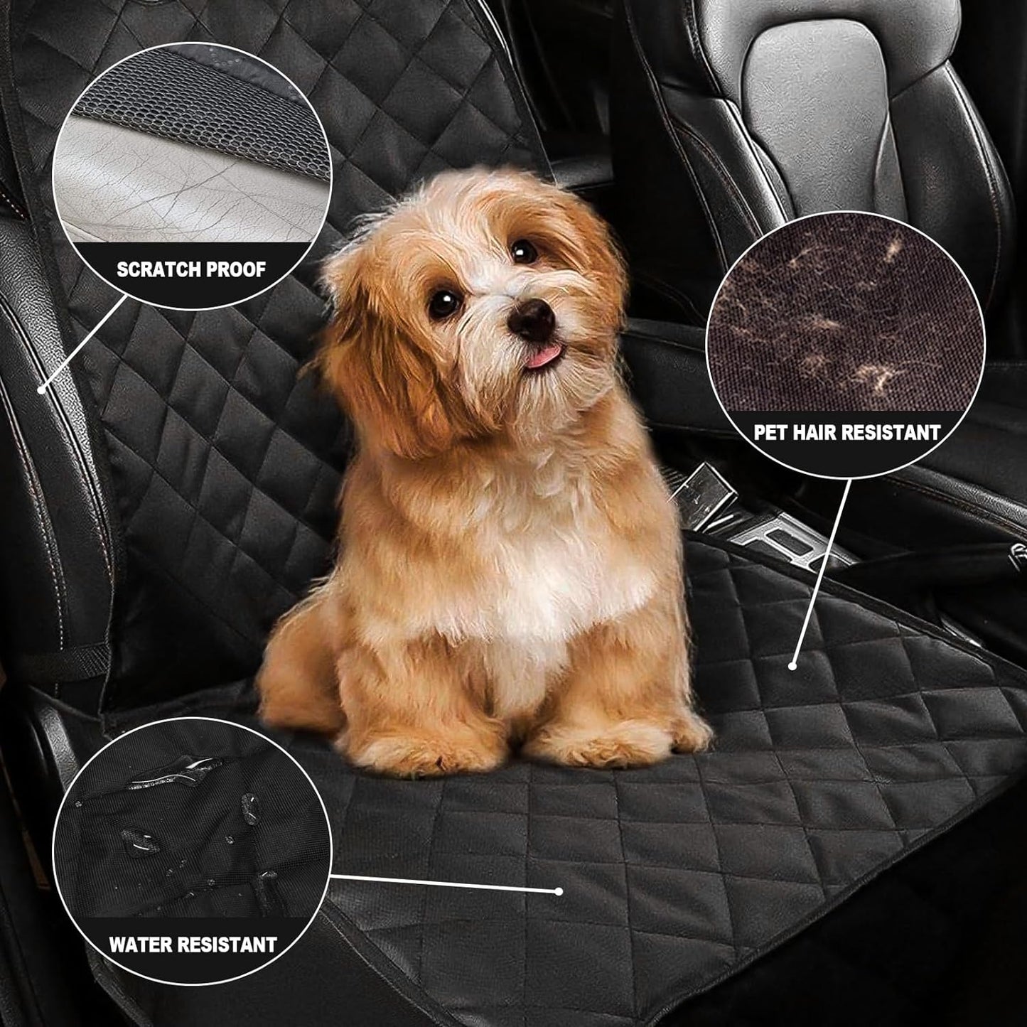 AsFrost Dog Car Seat Cover for Cars SUVs Trucks, Thicked 600D Oxford Heavy Duty Waterproof Front Car Seat Covers for Dogs Durable Nonslip Padded Pet Car Seat Protector with Side Flaps, 2 Pack