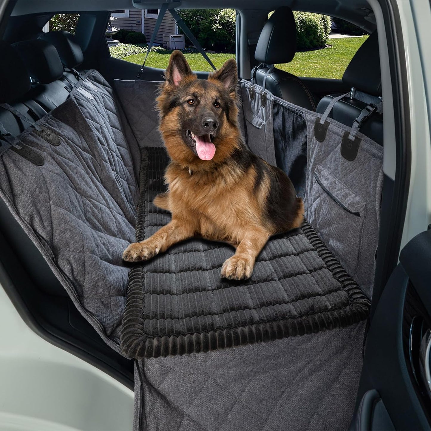 Dog Bed for Car Back Seat, Non-Slip Backseat Pet Bed Mat for Travel, Soft Dog Seat Cover Blanket Washable Couch Protector Fit for Hammock Extenders in Cars, SUVs and Trucks(54"×25" Black)