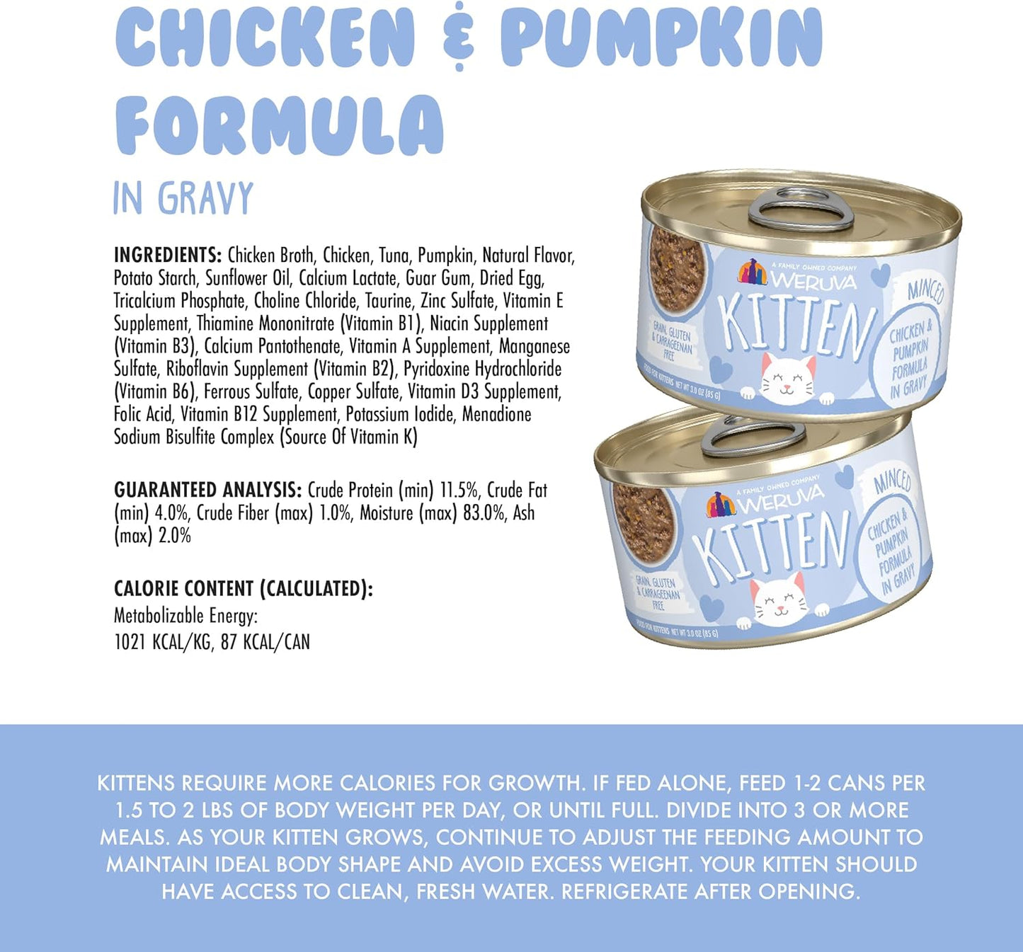 Weruva Kitten, Chicken & Pumpkin Formula in Gravy, 3oz Can (Pack of 12)