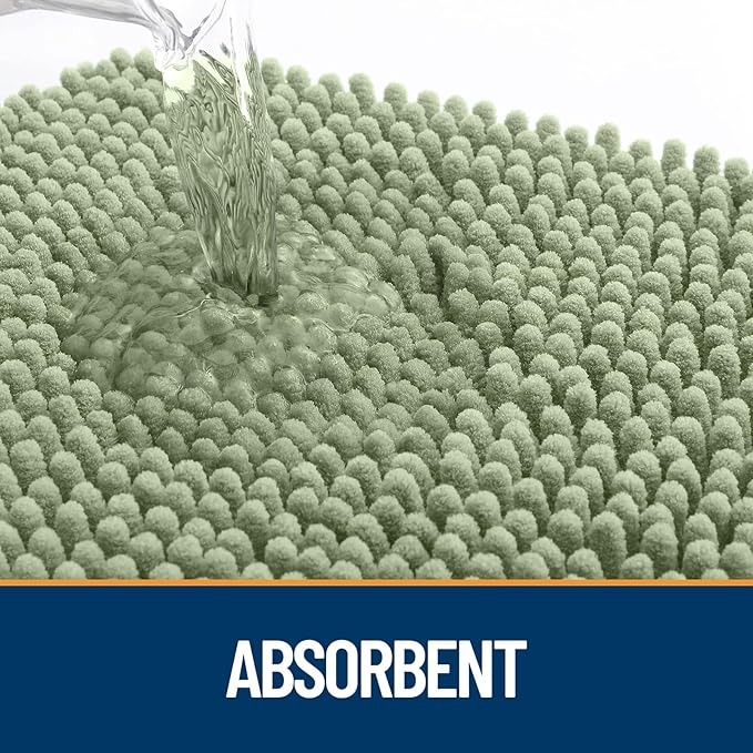 OLANLY Door Mat for Muddy Dog Paws 47x32, Ultra Absorbent Chenille Mud Doormat with Paw Print Design, Non-Slip Washable Doormat for Indoor Entryway, Quick-Dry Pet Bed Mats for Dirty Dogs, Sage Green