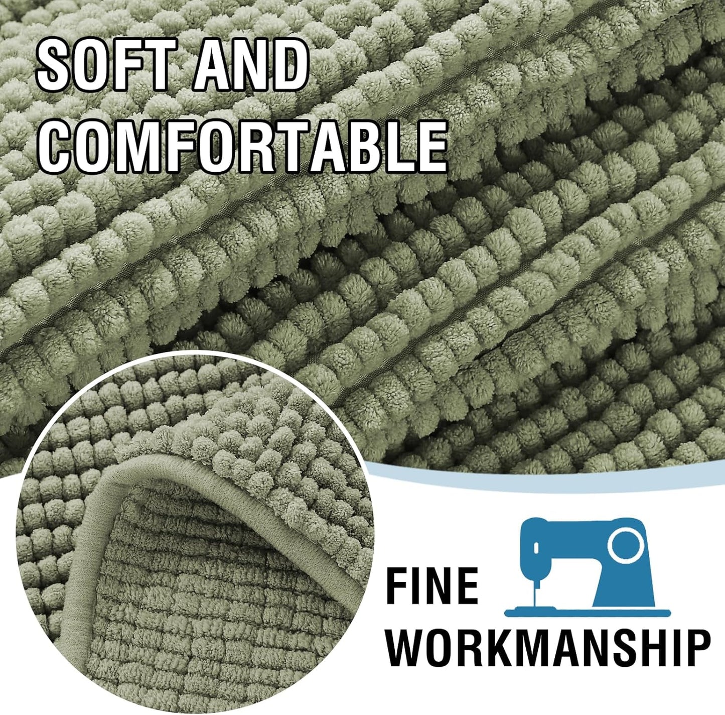 H.VERSAILTEX Plush Chenille Couch Armrest Cover 2 Packs Thick and Soft Sofa Covers Furniture Protector Cover for Pets (27.5" x 27.5", Sage)