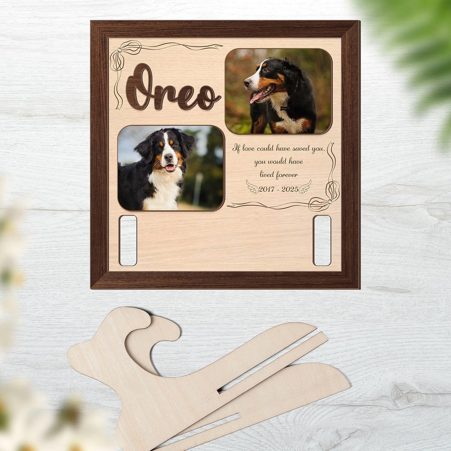 Custom Dog Memorial Collar Wood Frame – Personalized Dog Sympathy Gift, Memorial Pet Collar Holder with Photo, Loss of Dog Keepsake, Custom Pet Collar Holder for Dog Lovers