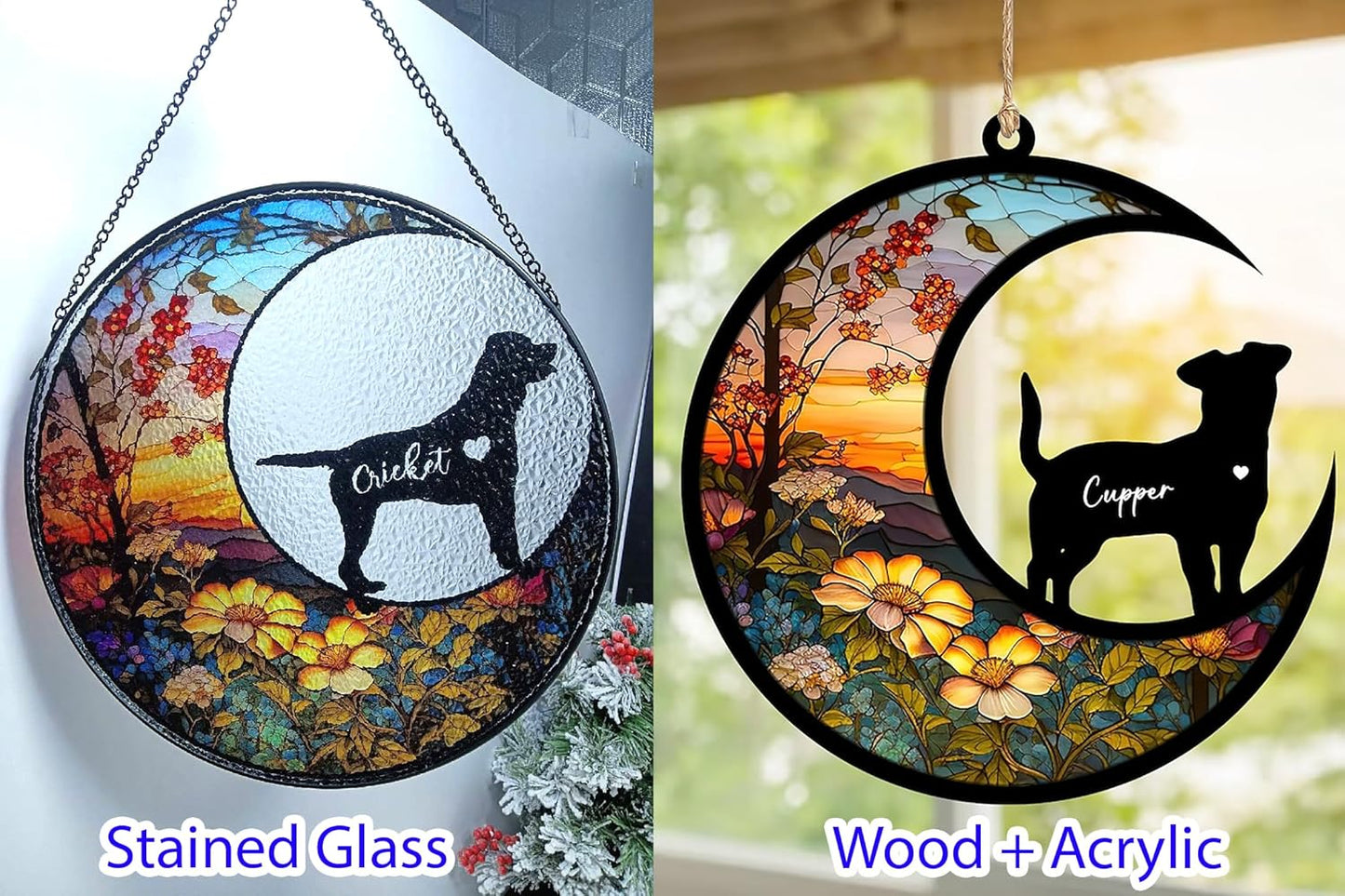 Cat Memorial Suncatcher, Personalized with Name Date Cats Breeds Suncatcher, Pet Loss Memorial Sympathy Gift, Stained Glass Light Catcher, Gifts for Pet Lovers, Christmas Ornament Window Hangings