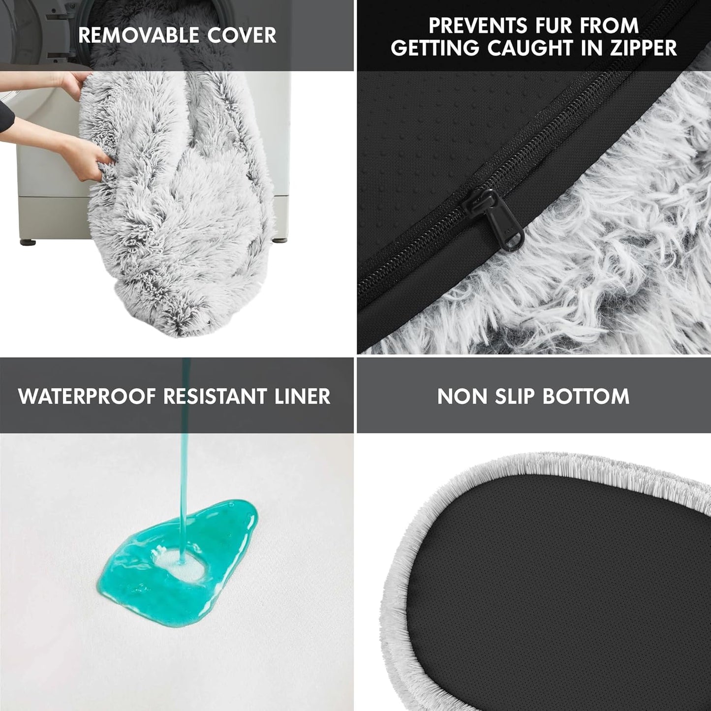 Orthopedic Calming Dog Bed for Extra Large Dogs XL, Anti Anxiety Pet Beds with Supportive Foam, Removable Washable Oval Pets Couch, Fluffy Cuddle Bolster Couch, Light Grey