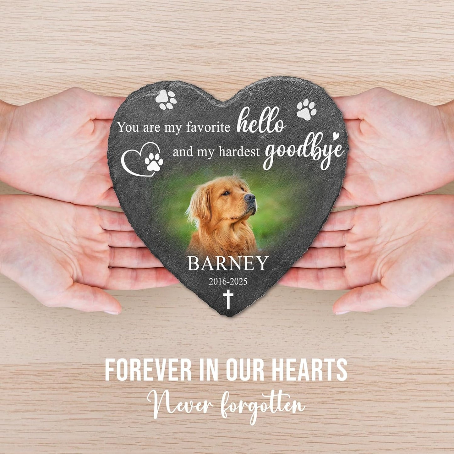 Memorial Dog Stone Pet Headstone with Photo | Personalized Cat Memorial Stones for Outside | Dog Memory Stone Deceased Pet Gifts for Owners | Best Remembrance Gift for Cats & Dogs Lovers