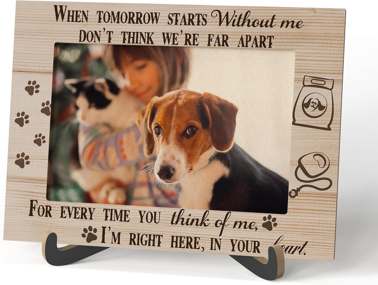 Pet Dog Cat Memorial Photo Frame - When Tomorrow Stars Without Me Wooden Tabletop Picture Frame With Stand - Pet Memory Frame Sympathy Gift For Dog Cat Owner -63