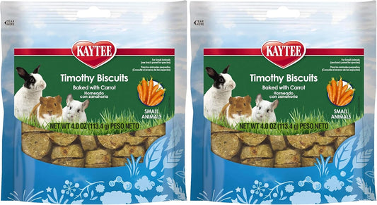 Kaytee Timothy Biscuits Baked Treat for Pet Guinea Pigs, Rabbits & Other Small Animals, Carrot, 4 oz (Pack of 2)