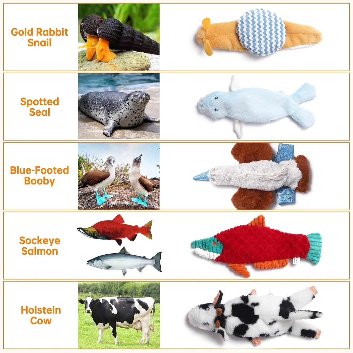 Nocciola Squeaky Dog Toys, 5 pcs Crinkle Plush Dog Toy, No Stuffing Dog Toys for Small Medium Large Dogs, Boredom Relief