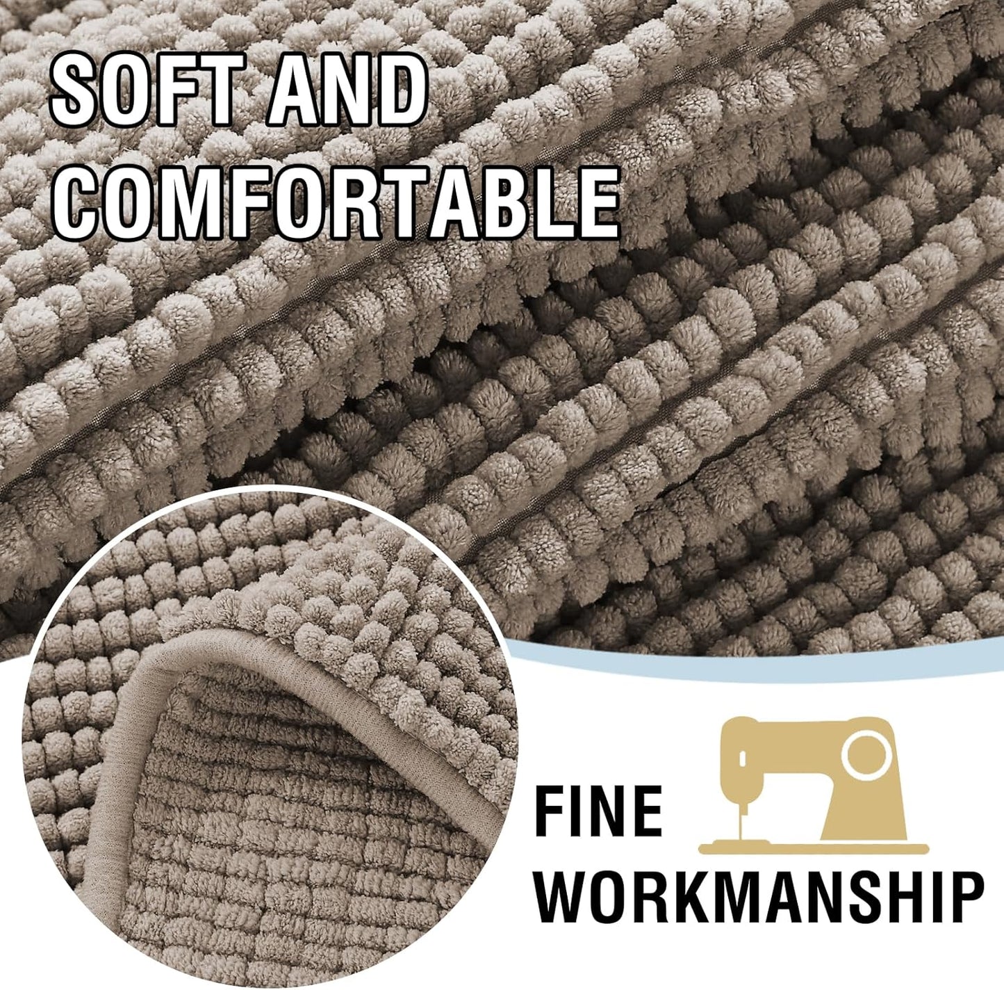 H.VERSAILTEX Plush Chenille Couch Cover for Dogs Pets Blanket for Bed Anti-Slip Soft and Durable Furniture Protector for Small Medium Large Cats Washable (52" x 82", Taupe)