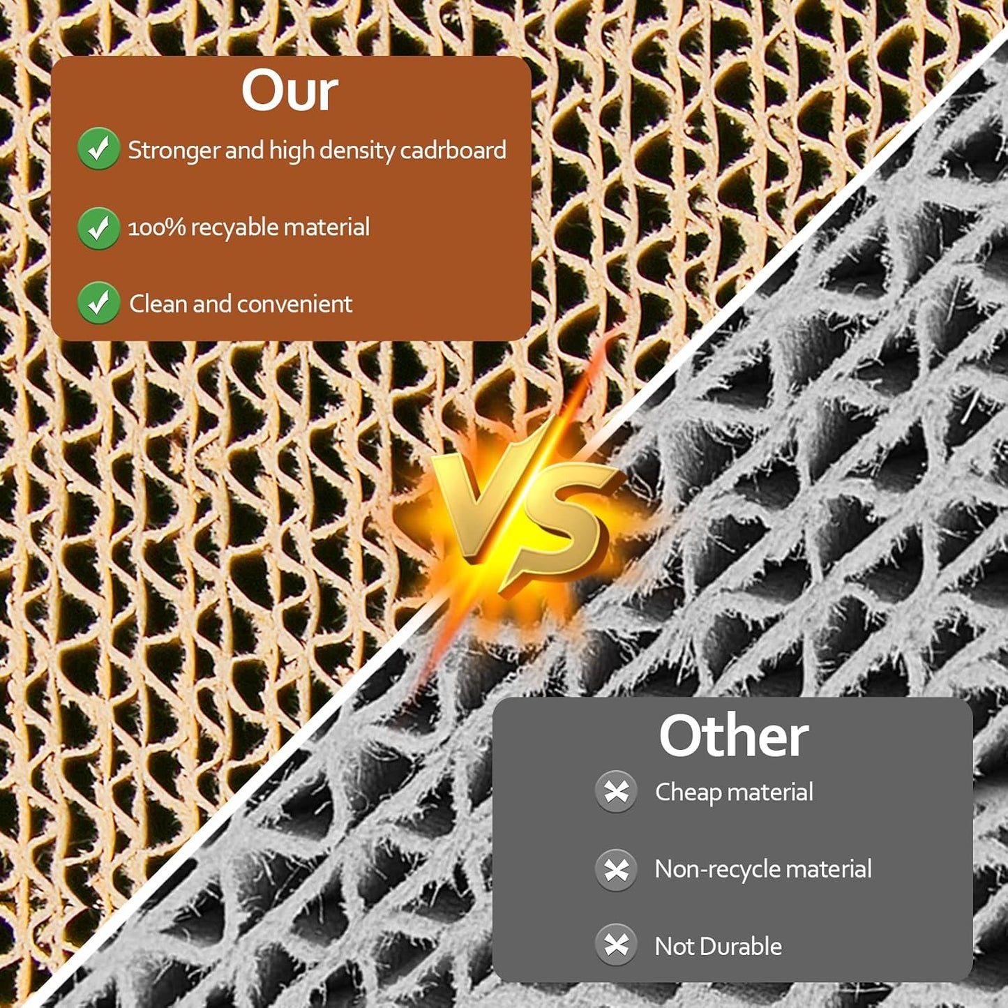 HappyFreeSX Splicing Cat Scratch Pad: Cat Scratchers for Indoor Cats and Kitten, 2 Pack Cat Scratching Pad, Cat Scratcher Cardboard, Scratching Pad, Premium Scratch from Cats, Double-Sided Design