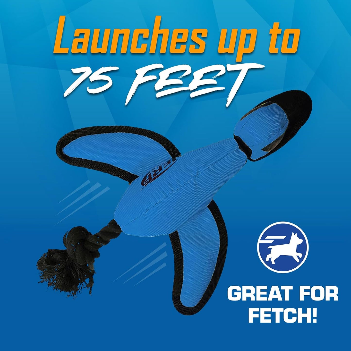 Nerf Dog Large Nylon Launching Duck with Interactive Design, Blue (3473), for All Breed Sizes