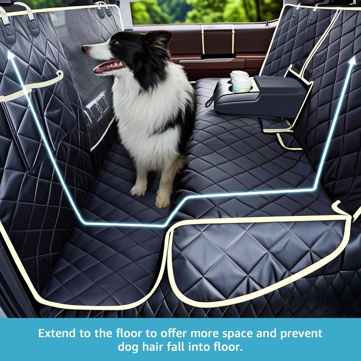 Lassie 4 in 1 Dog Floor Hammock for Crew Cab,100% Waterproof Backseat Cover Dog Seat Covers, Bench Protector for Ford F150, Chevy Silverado,GMC Sierra,Toyota Tundra,Ram 1500 Truck etc