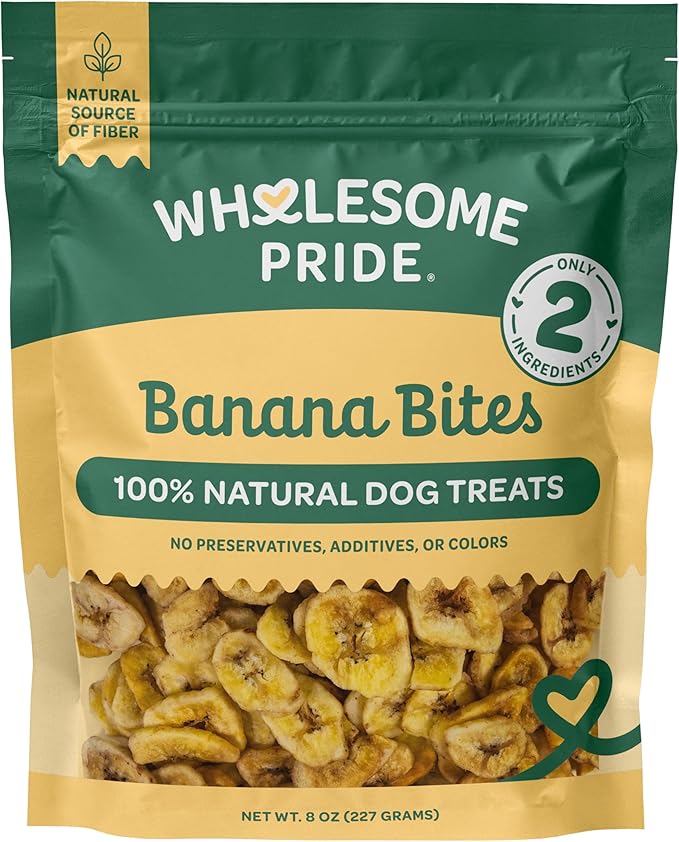 Wholesome Pride Banana Bites Dog Treats, 2 Ingredients – Bananas & Coconut Oil, Grain-Free, 8 oz