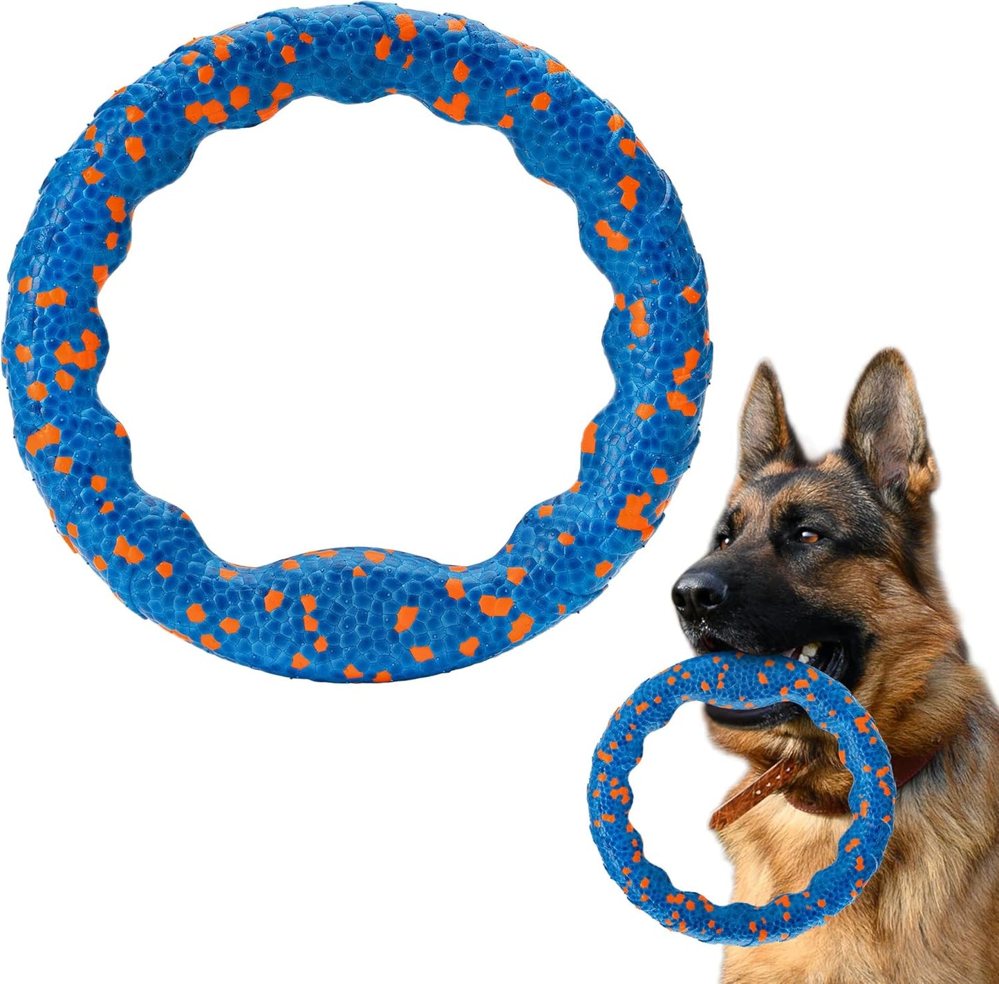 Dog Ring Toy, Indestructible Flying Discs for Throwing Catching, Water Floating Dog Training Ring for Medium Large Breeds (Blue - φ9 inches)