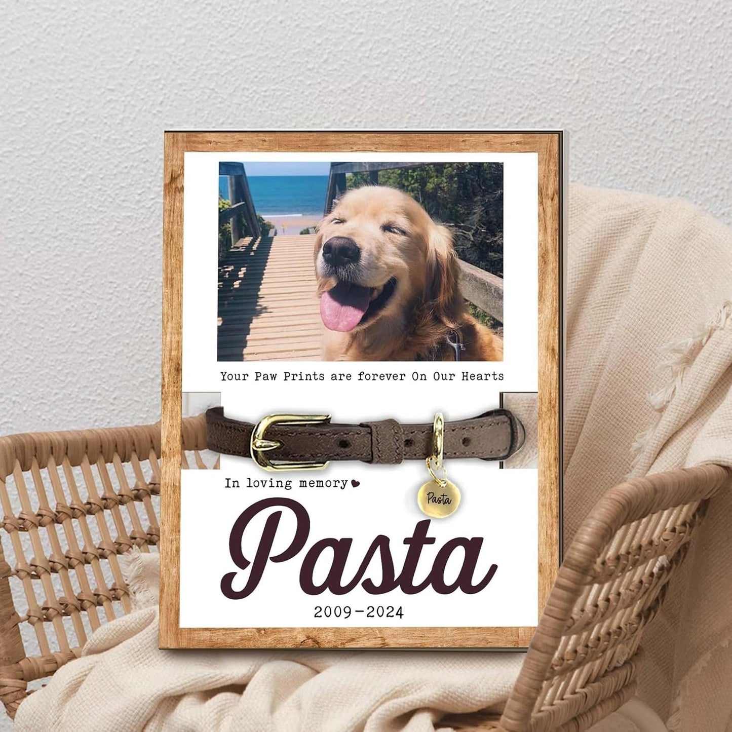 Custom Pet Memorial Frame with Collar Holder – Personalized Dog Loss Gift, Pet Photo Remembrance Sign, Sympathy Gift for Pet Lovers