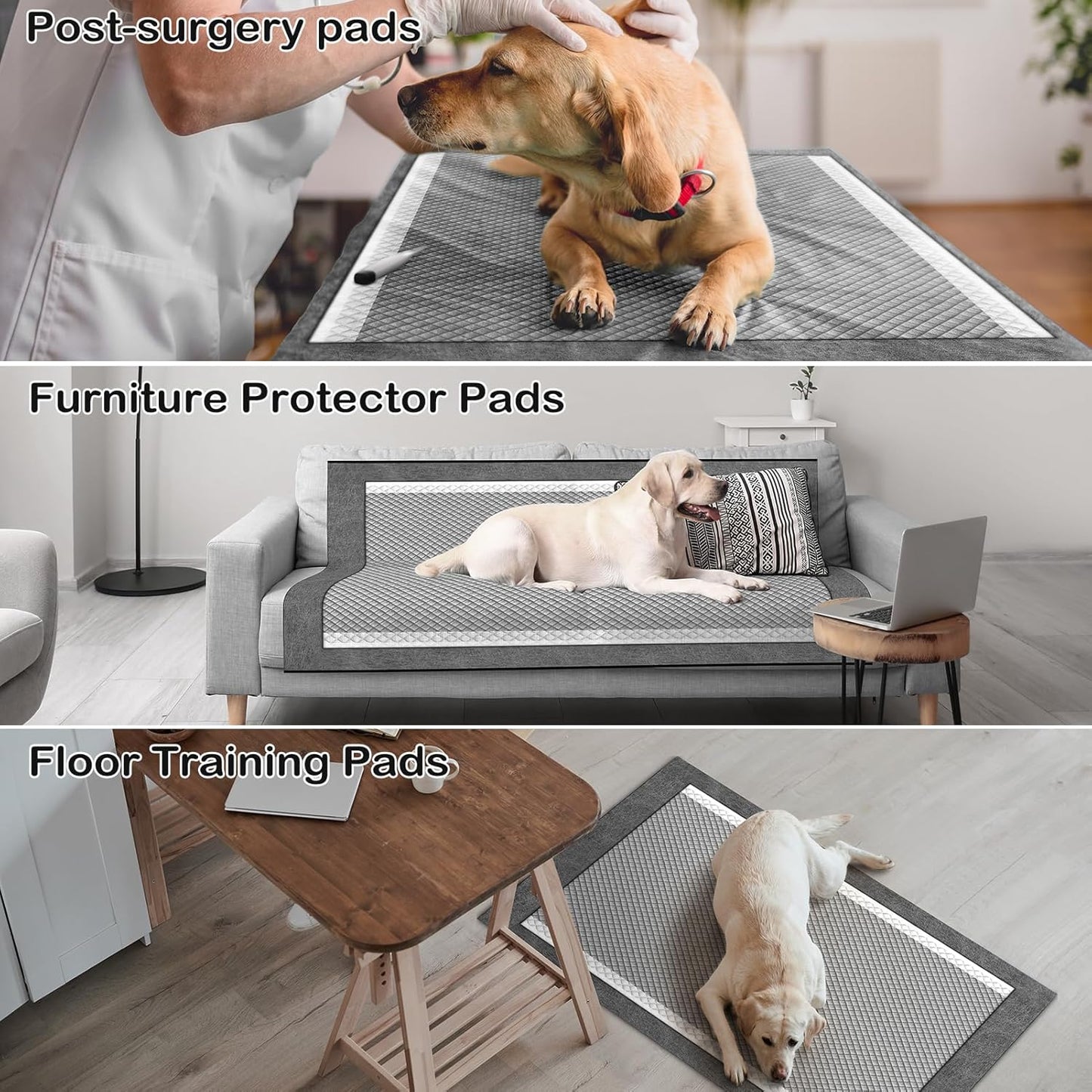 MIZOK Pee Pads for Dogs - Large 28x34 Inches, Charcoal Puppy Pads, Absorbs Up to 8 Cups of Urine, 6-Layer Leak-Proof Wee Wee Pads (40 Counts)