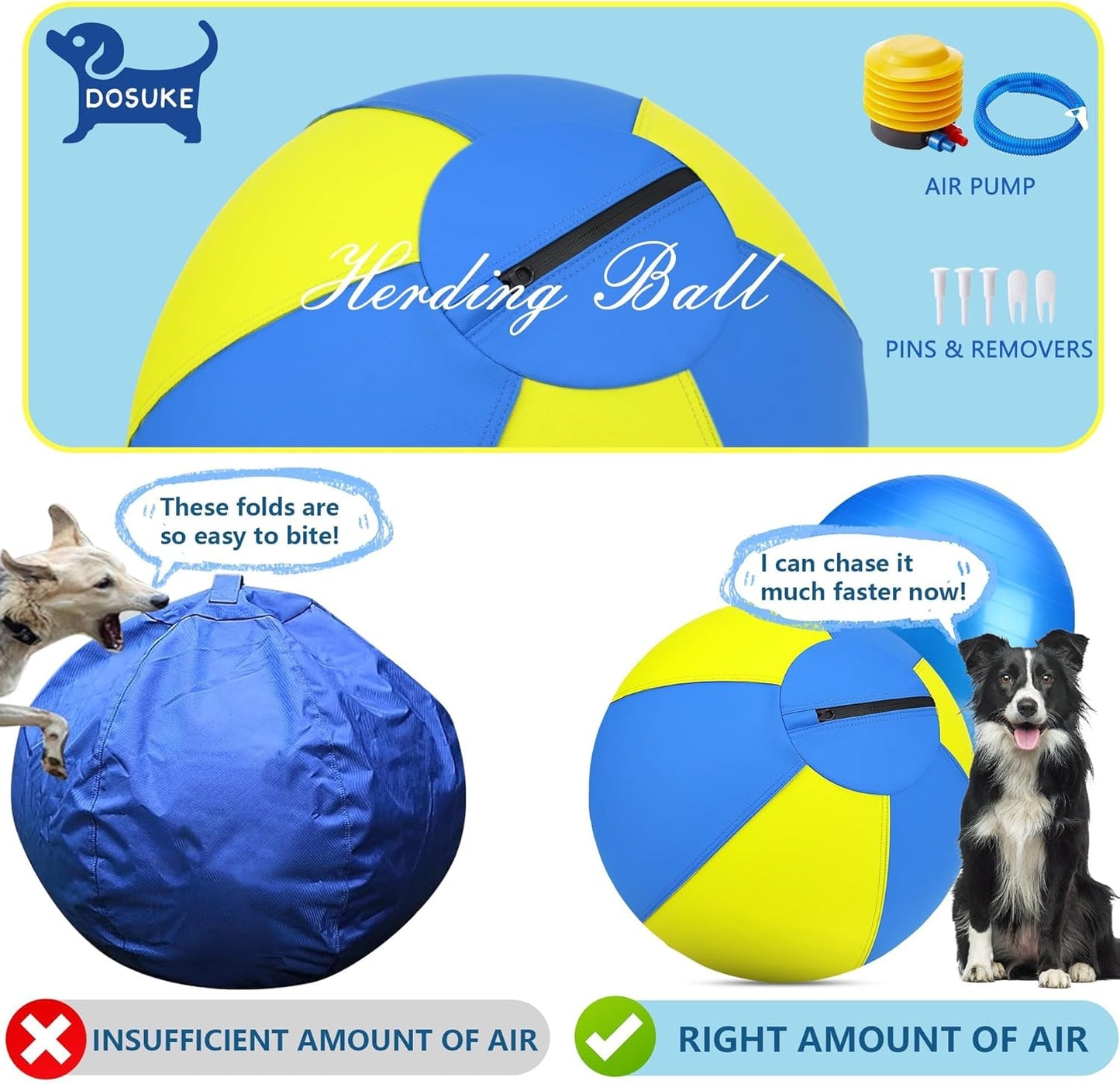 Herding Ball for Dogs - 25'' Dog Herding Ball for Horse, Dog Training Toy for Australian/German Shepherd Collie, Outdoor Dog Toys for Birthday Gifts - Large, Yellow