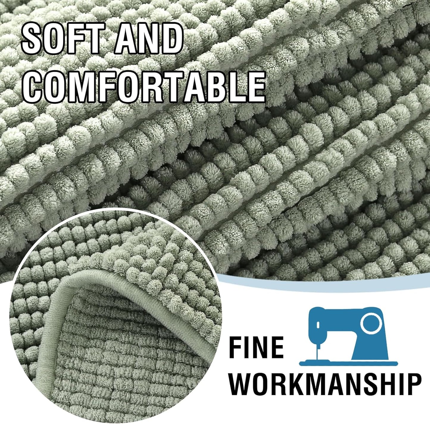 H.VERSAILTEX Plush Chenille Dog Bed Cover Thick Soft Sofa Cover for 3 Cushion Couch Anti Slip Couch Cover Furniture Protector for Dog, Pet, Cat (35" x 82", Sea Foam)