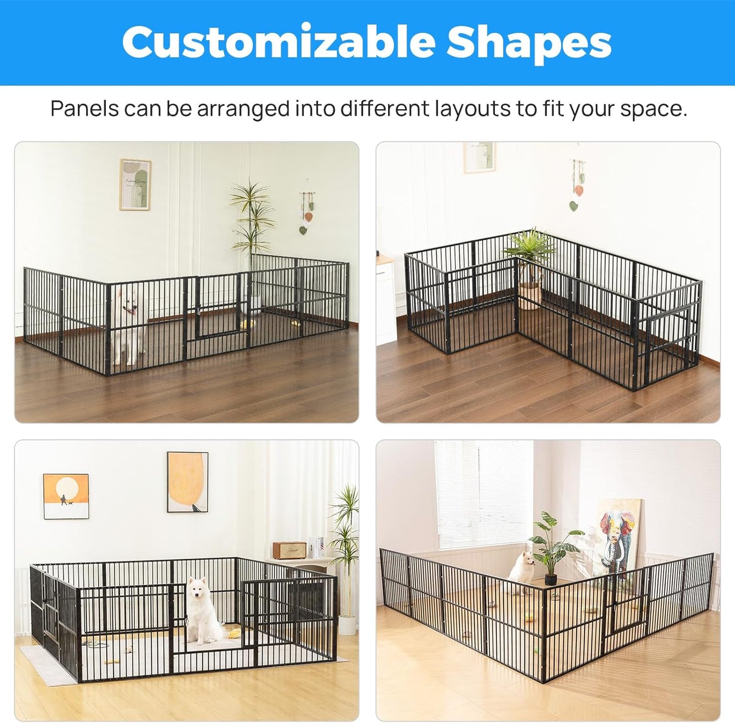 Dog Playpen - 32" Height Dog Pen, Heavy Duty Puppy Pen with Door, Safe & Sturdy, Easy Assemble for Indoor/Outdoor Pet Playpen (10 Panels with Door, Grey)