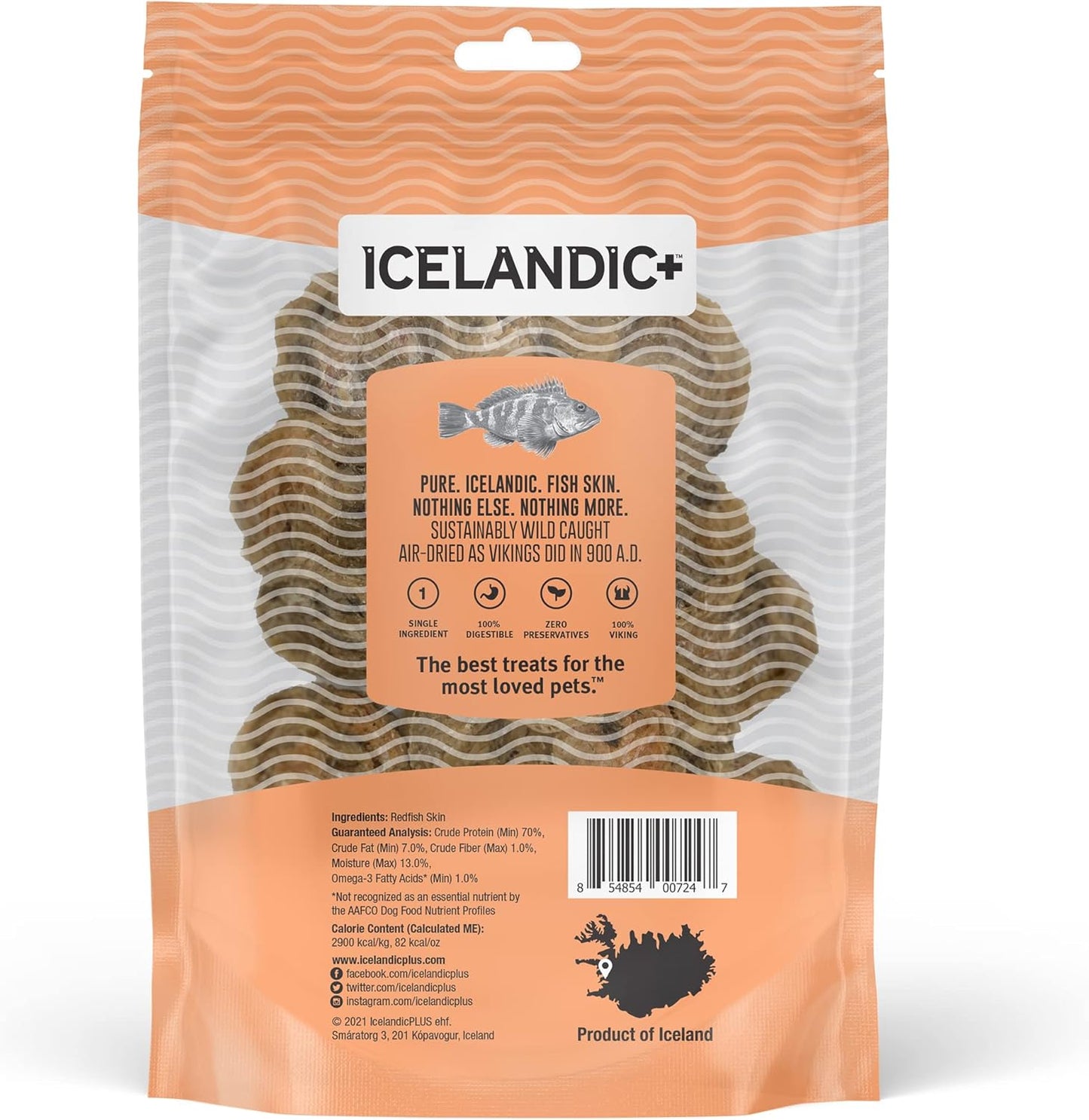 Icelandic+ Skin Rolls: Redfish - 3oz Bag, Dog Treats, Pure Wild-Caught Air-Dried Fish, Single Ingredient Snacks, Pe Chews, Just The Fish Nothing Else