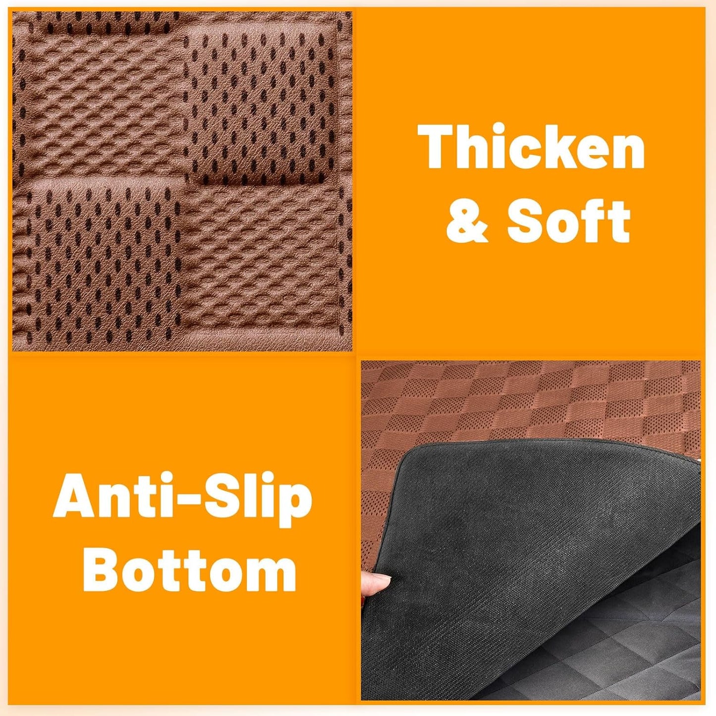 Manificent Non-Slip Pet Bed Mat for Back Seat Extender, Hair Resistant Dog Blanket for Hard Bottom Dog Car Seat Cover, Anti Slip Pet Linner Backseat Cover Brown Plaid