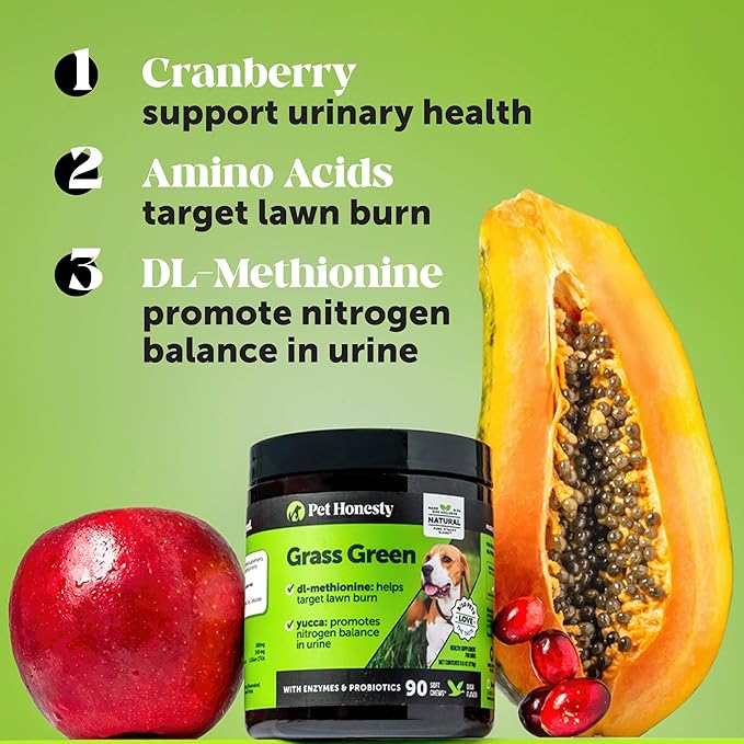 Grass Green Dog Chews - Urine Neutralizer for Lawn, Dog Pee Grass Helps Yard Stay Green Addressing Burn Spots with Probiotics & Enzymes (Turkey)