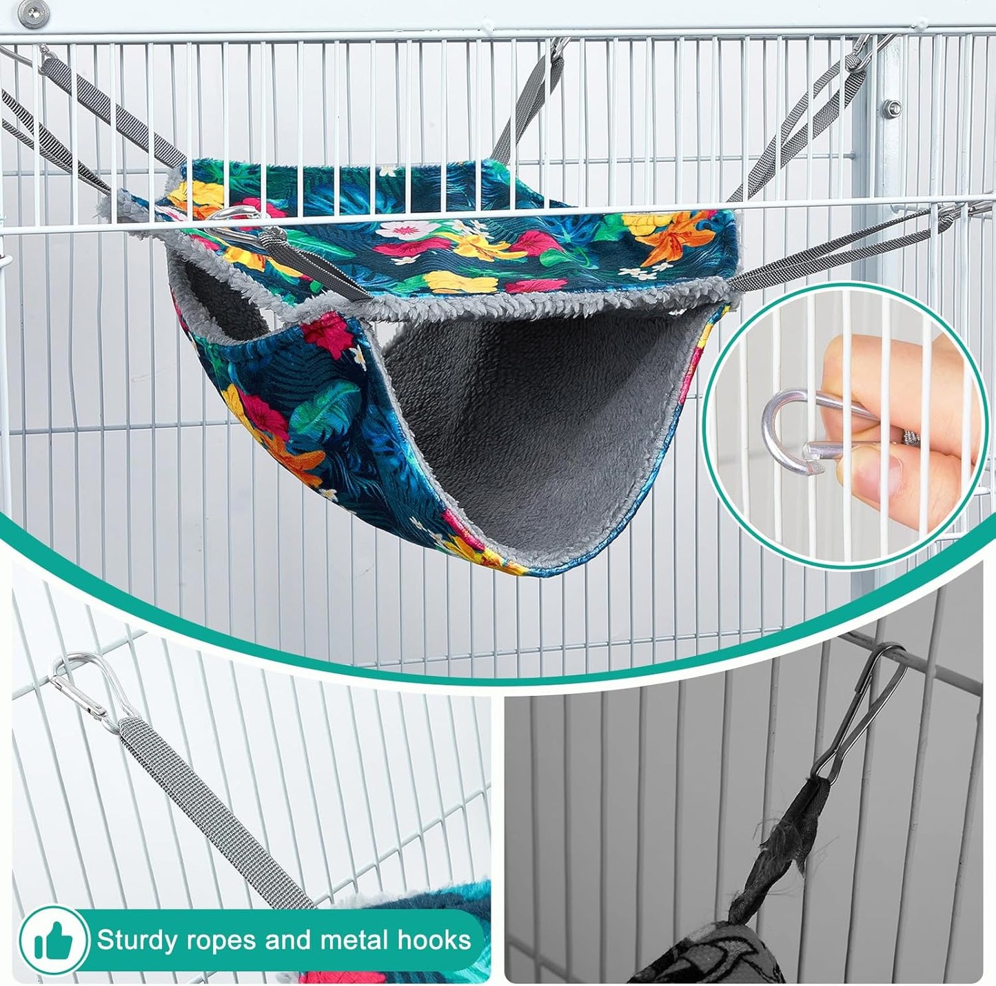 Bienbee 2 Pcs Ferret Rat Hammock Set for Cage Washable Guinea Pig Hideout Bed Soft Small Animal Hammock Tunnel Toys Ferret Cage Accessories for Hedgehog Sugar Glider Squirrel Hamster