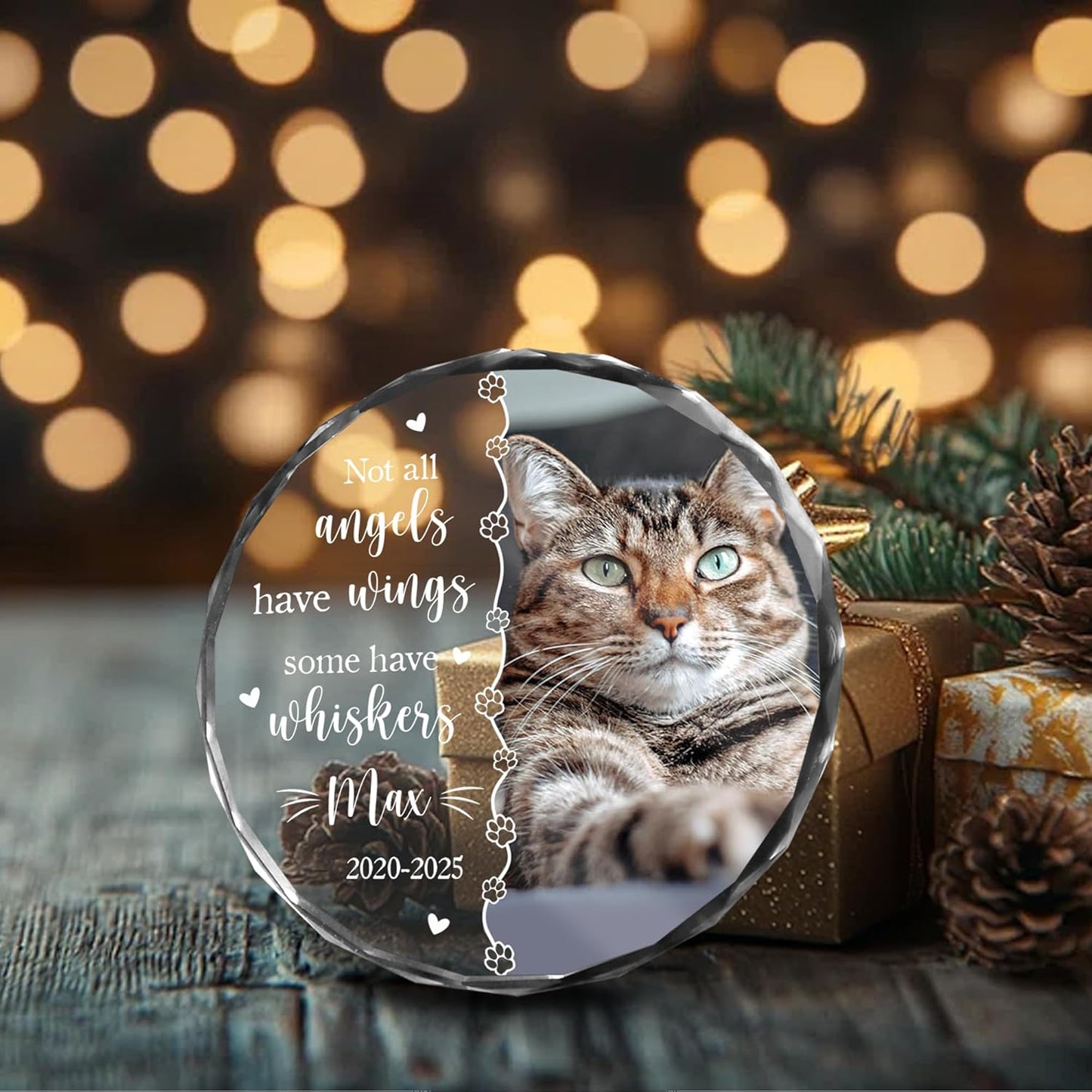 Personalized Cat Memorial Ornament, Pet Loss Remembrance Gift for Cat Lovers, Christmas Keepsake from Pet Owner – Not All Angels Have Wings, Some Have Whiskers