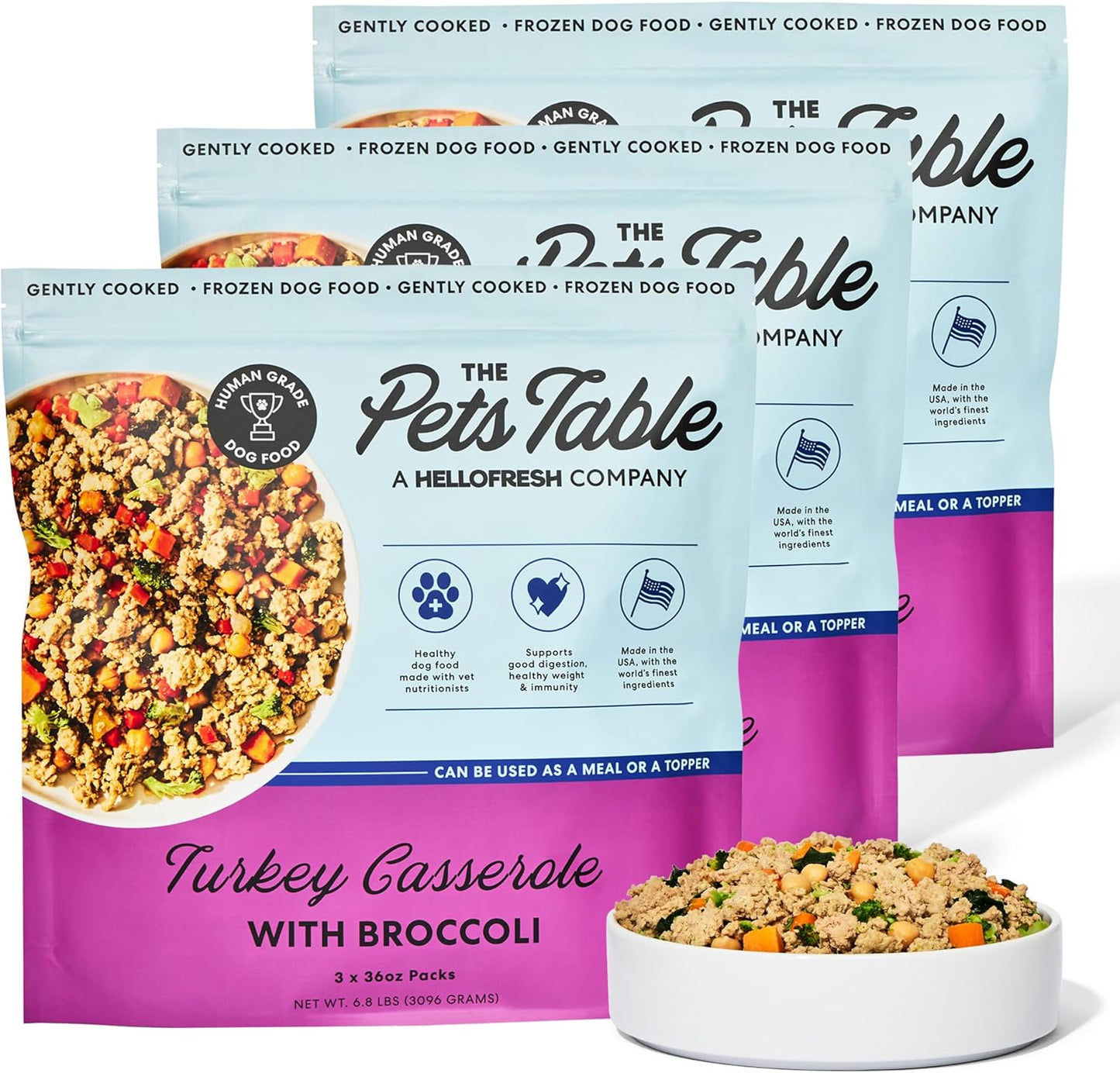 The Pets Table Human-Grade Turkey Casserole Fresh Dog Food, Dog Food Topper or Complete Meal, 9 Count of 36-oz Pouches, 20.5lbs