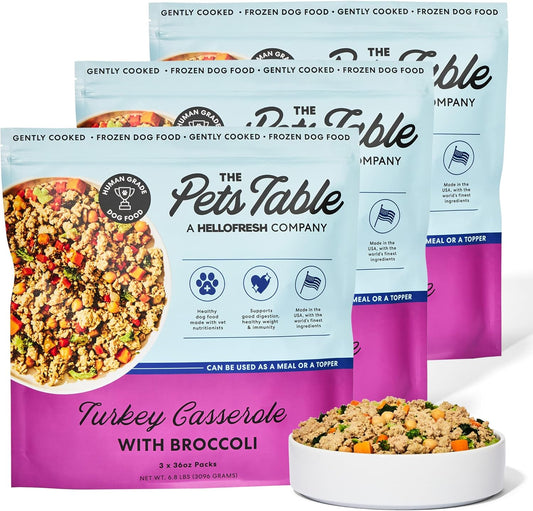 The Pets Table Human-Grade Turkey Casserole Fresh Dog Food, Dog Food Topper or Complete Meal, 9 Count of 36-oz Pouches, 20.5lbs