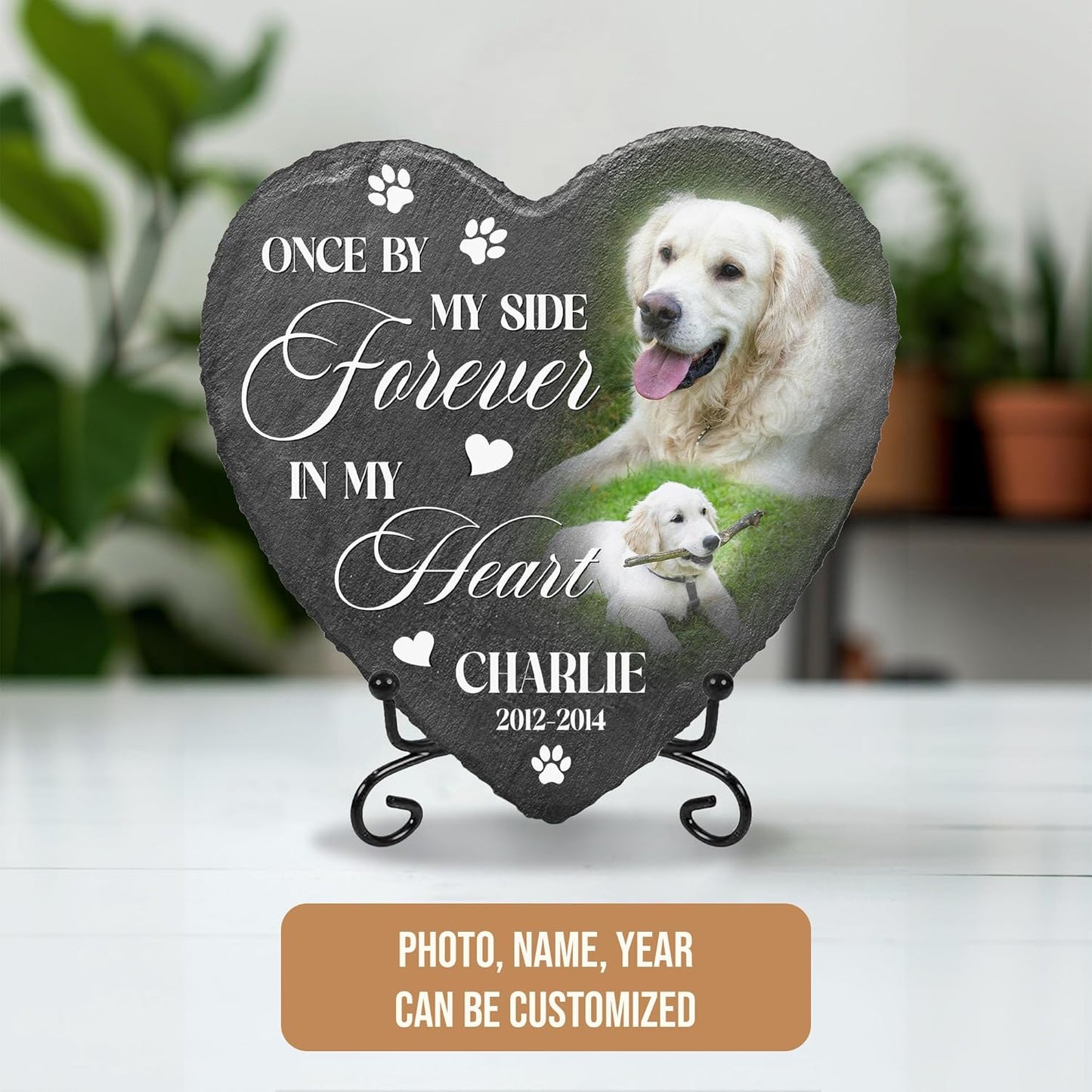 Dog Stones Memorial Personalized Pet Loss Gifts Dog Memorial | Pet Remembrance Stone for Furry Companion Passed Away | Cat Memory Stone Outdoor with Photo | Best Thoughtful Gift for Pets Loss